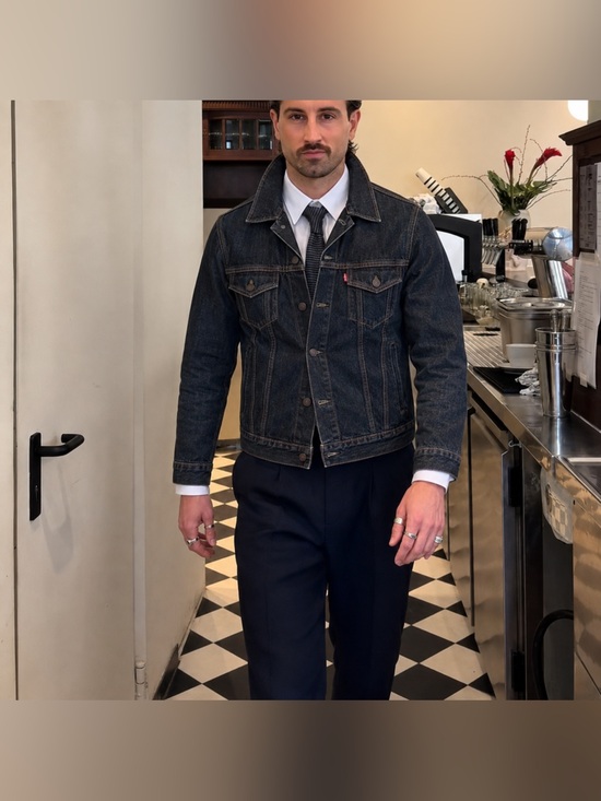 Levi's Other - Levi's Dark Blue Denim Trucker Jacket